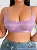 Lencería Sexy de Comercio Exterior para Mujeres con Busto Grande, Estilo Delgado, Recogido Lateral del Pecho, Encaje de Malla Bordado, Talla Grande, Sujetador sin Aros