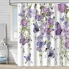 Cortina de Baño Verde Plantas de Amazon Cortina de Ducha Impermeable Antimoho Impresión Digital 3D Bosque de Flores Cortina de Baño Partición Sin Perforaciones