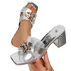 Sandalias Casuales de Cuadrado Metálico con Hebilla y Tacón Grueso, Talla Grande Europea y Americana, Transfronterizas 2026 Moda Mules de Tacón Alto para Mujer