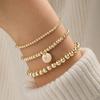 Latón baño de oro real Europa y Estados Unidos venta caliente transfronteriza moda simple 26 letras cuentas colgantes pulsera de tres piezas
