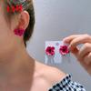 Aretes rojos de alta gama aretes únicos para mujer aretes estilo occidental 2023 nuevos aretes geométricos de nicho populares de moda
