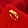 Anillo de Corazón a Corazón de Oro Arena Vietnamita para Mujer, Mismo Estilo que Tienda de Oro, Anillo Ajustable de Hoja y Corazón de Moda Estilo Chino