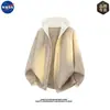 Suéter cárdigan de punto con capucha de bloques de color marca NASA para hombre Otoño 2026 Nuevo de alta gama, lujo ligero, versátil, prenda exterior