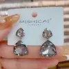 Brincos Triangulares de Cristal Pesado Estilo Hong Kong Vintage para Mulheres, de Alto Padrão e Elegantes, Brincos Leves de Luxo para o Dia a Dia, Acessórios de Orelha Versáteis da Moda