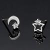 S999 prata esterlina simples estrela lua brincos novos brincos de zircão criativo japonês e coreano vento brincos assimétricos atacado