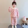 Pijama de Dibujos Animados de Princesa con Puntos para Niñas, Nueva Colección Otoño/Invierno 2026, Conjunto de Ropa de Casa de Dos Piezas Engrosado y Cálido para Bebés Niñas