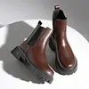 Botas Femininas de Comércio Exterior Plus Size Versátil Moda Salto Bloco Baixo Solado Grosso Novas Femininas Outono Inverno 2025 Cor Sólida
