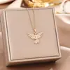 Venta Caliente Transfronteriza Colgante Ala de Fénix de Lujo Ligero Collar de Acero de Titanio Cadena para Clavícula de Celebridad de Red con Diamantes Joyería Nueva Venta al por Mayor