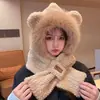 Gorro de Lana Tejido Cálido para Otoño e Invierno para Mujer, Gorro con Protección para los Oídos para Mamá Ciclista, Gorro Integrado con Bufanda, A Prueba de Frío