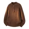 Estilo Old Money, retro americano, media cremallera, casual, suéter tejido de manga larga, cálido, para otoño e invierno, prenda superior para hombre