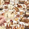 Adesivos de Café Estilo Novo Transfronteiriços Peça 56 Retrô Adesivos Criativos Nostálgicos Materiais para Decoração de Diário Adesivos Transparentes à Prova d'Água de PET