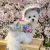 Sombrero Petcircle para Perros Pequeños, Sombrero de Sol con Vestido Floral, Elegante Sombrero Pequeño Floral