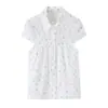 Al por mayor Verano 2026 Nuevo Estilo Europeo y Americano Camisa de Popelina Floral Plisada de Manga Corta para Mujer 6351