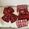 Bufanda de Punto Cruzada Retro de Doble Cara Atmosférica Estilo Coreano Roja para Otoño e Invierno, Versátil y Cálida, Adecuada para Año Nuevo y Navidad