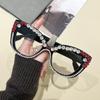 Gafas de Lujo Transfronterizas con Diamantes Brillantes y Decoración de Pedrería de Alta Gama, Anti-Luz Azul, Sin Graduación, Estilo Ojo de Gato, Sin Graduación Bl6858