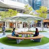 Juego de mesa y sillas redondas para parque exterior, silla de ocio integrada, silla de descanso pública para comunidad, juego de mesa y sillas para patio y terraza