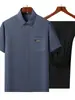 Camisa de traje Tang para hombres de mediana edad y ancianos, traje para hombre, camisa casual de manga corta de verano para papá, camisa de abuelo, conjunto de dos piezas, ropa para hombre
