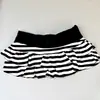 Verano Y2K Estilo Japonés y Coreano Dulce Nicho Moda Versátil Minifalda Sexy Elegante Rayas Bloque de Color Falda Corta de Línea A