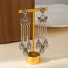 Pendientes de cadena con borlas de campana largos en forma de abanico, estilo étnico europeo y americano, pendientes de moda bohemia con temperamento
