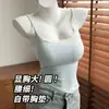 Camisola de encaje estilo caricatura para mujer, con copas incorporadas para realzar la apariencia de un busto más pequeño, adecuada para el verano, top adelgazante y ajustado al cuerpo