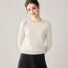 Suéter de Cachemira para Mujer Medio Calado Cuello Redondo Capa Interior Tejido Cálido Moda Casual Adelgazante Versátil Prenda Base de Punto
