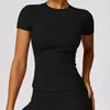 Camiseta de primavera transfronteriza de secado rápido para yoga, top de manga corta para fitness, cubierta, ropa deportiva para correr al aire libre, manga corta para mujer