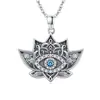 Amazon Vintage Cadena de Clavícula de Loto Colgante de Ojo del Diablo con Diamante Collar Amuleto Simple y Único
