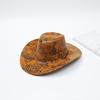 Sombrero de Vaquero Occidental Estilo Caliente Transfronterizo para Exteriores, Visera de Cuero Estampado, Sombrero de Caballero para Hombres y Mujeres, Sombrero de Jazz para Montañismo al Aire Libre