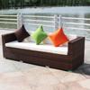 Combinación de Mesa de Café y Sofá de Exterior Patio Balcón Exterior Sala de Estar Exterior Muebles de Ratán Almacenamiento Sofá Protector Solar Impermeable