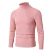 Otoño Invierno Nuevo Suéter de Cuello Alto para Hombre Ropa Interior de Punto Juvenil Rayado Ajustado Casual de Punto para Hombre