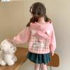 Ropa de Abrigo para Niñas Otoño 2025 Nuevo Estilo Kidsren's Estilo Otoño Cárdigan con Capucha a Cuadros para Bebé Niña Top de Otoño