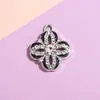 Pingente Trevo de Quatro Folhas Vazado Acessórios Liga de Zinco Óleo Gotejante Joias com Diamantes Pingente DIY Acessórios para Roupas Pulseira Chaveiro