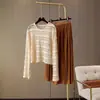 Ropa de Hong Kong y Americana/Seda Tencel Tejido Corto Hueco Crochet Delgado Cubierta Protector Solar Superior para Mujer