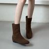 Botines Cortos para Mujer Modelo Nuevo 2026 Otoño e Invierno Punta Redonda Botines para Mujer Plataforma Plana Botines Cortos que Aumentan la Altura Botines Estrechos de Nicho