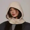 Exportado a Corea del Sur Pasamontañas Integrado de Gorro y Bufanda Nuevo de Invierno para Mujer Cálido y a Prueba de Frío Gorro y Bufanda de Punto