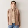 Cárdigan de cachemira grueso y holgado, chaqueta de punto casual con cremallera de doble capa engrosada de cachemira para bebé para mujer