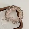 Nova Coleção Coreana de Scrunchies Plissados de Renda com um Toque de Luxo, Acessório de Prendedor de Cabelo Simples e Moderno com um Toque de Elegância
