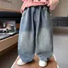Pantalones vaqueros de primavera y otoño para niño, nuevo estilo 2026, pantalones casuales elegantes y holgados para niños, adecuados para niños pequeños y mayores, calidad de exportación