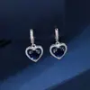 Moda europea y americana, llenos de diamantes, aretes de circonita cúbica en forma de corazón, aretes de lujo y alta gama para mujer, aretes más vendidos transfronterizos
