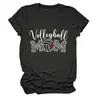 Amazon eBay sitio independiente moda casual mujer voleibol mamá estampado de leopardo cuello redondo camiseta