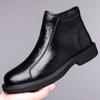Botas de nieve cálidas con forro polar para otoño e invierno, botas Martin con cremallera para hombre, zapatos casuales de cuero suave a la moda que combinan con todo, botas de cuero para hombre