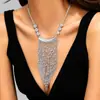 Collar de Borla de Múltiples Capas de Moda Ins Popular Transfronterizo Xiyin para Mujer con Diseño Único de Malla Tejida y Cuentas Redondas