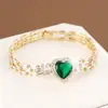 Pulsera de Zirconia Exquisita de Moda con Forma de Corazón de Nuevo Estilo Europeo y Americano, Pulsera de Cobre Puro Versátil Estilo Ins, Joyería al por Mayor