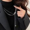 Collar de cadena con hebilla de anillo de acero de titanio para mujer, otoño e invierno, diseño de alta gama, cadena de lana, estilo frío, accesorios largos.