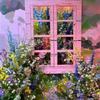 Jardim de Monet ins Paisagem Combinação Flor Cachoeira Parede Arte Floral Beleza Janela Café Exterior Cartão de Canto Celebridade Cibernética