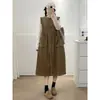 Ropa Nueva para Mujer de Otoño e Invierno Vestido Chaleco de Pana con Encaje de Bosque Cuello Redondo Vestido Holgado que Disimula la Edad y la Carne Venta al por Mayor