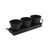 Balde de Flores para Jardim Conjunto de Vasos de Flores Conjunto com Bandeja de Tira de Ferro Galvanizado para Casa Três Vasos de Flores Jardinagem Escandinava Vaso de Flores Balde de Flores