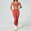 El nuevo conjunto de yoga de Zechuang para mujer, con control de abdomen, realce de glúteos, cuello halter, escote en V pronunciado y hermoso diseño de espalda, adecuado para deportes al aire libre, modelo 5575