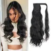Pelucas Sintéticas Transfronterizas Europeas y Americanas para Mujer, Cabello Largo Rizado con Mayor Volumen, Cola de Caballo Alta, Cola de Caballo Mágica de Rollo de Huevo Profundo y Esponjoso