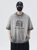 Ropa de Hombre Shanggu 2026 Verano Algodón Lavado de Peso Pesado Manga Corta Cuello Redondo Camiseta Marca de Moda Tallas Grandes Ropa para Hombre